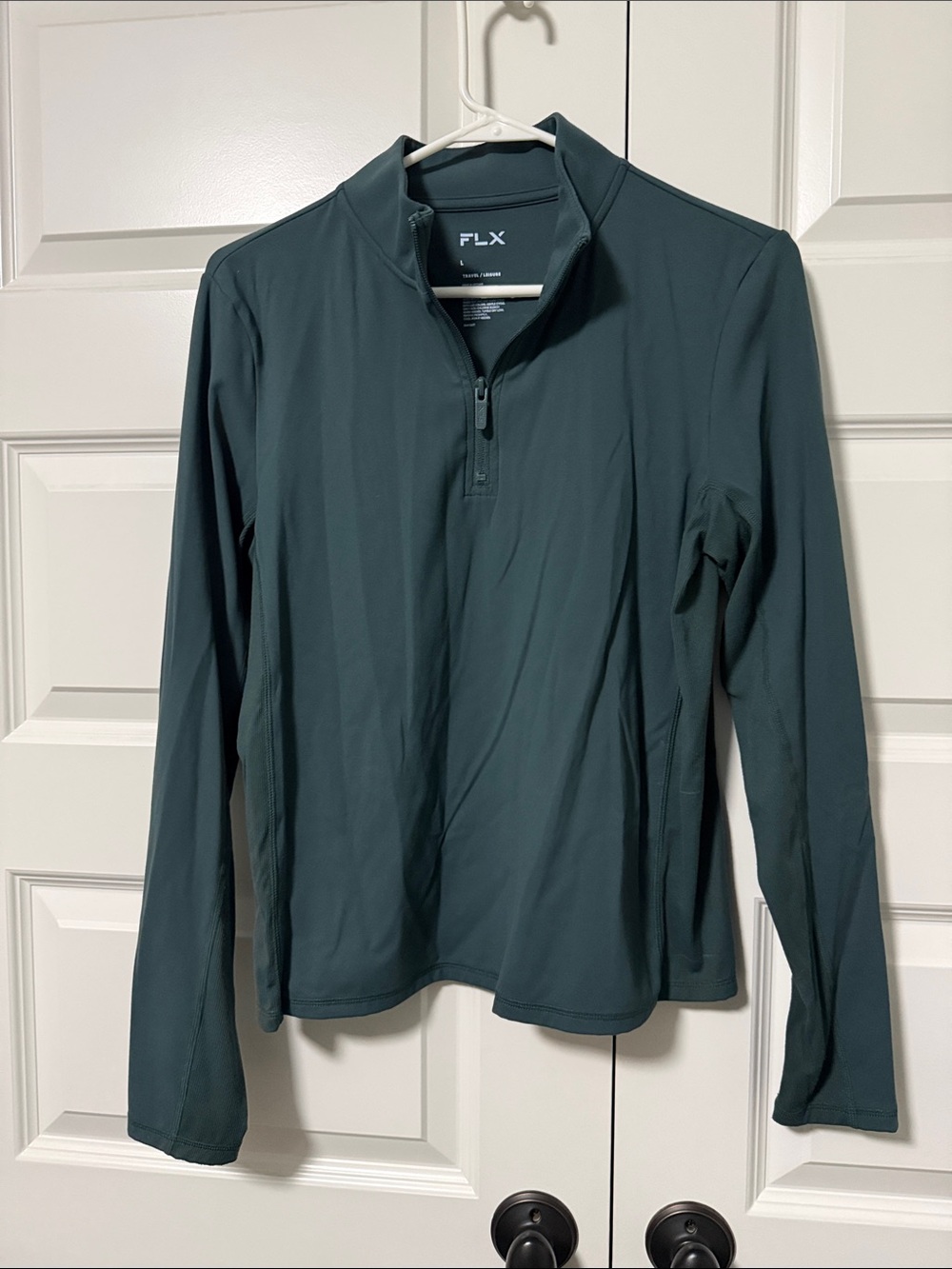 Women’s FLX Dark Teal Quarter-Zip semi cropped fitted Performance Shirt